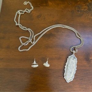 Kendra Scott Howlite Matching Stud Earnings and Pendant Necklace